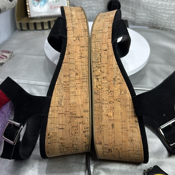 (T5) Steve Madden Women's Breathe Slingback Wedge Sandals, Black Suede, 8.5 M - Picture 9 of 10